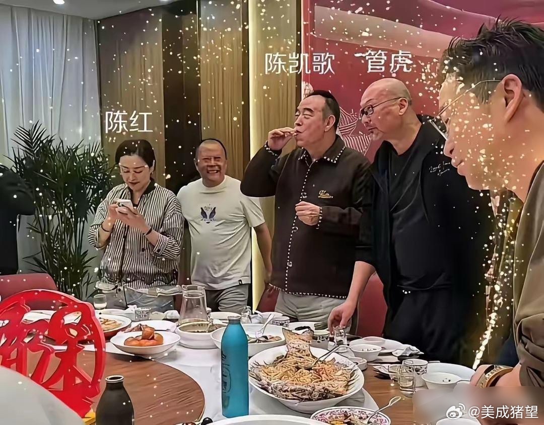 陈凯歌等人聚餐，演员们排队等着敬酒