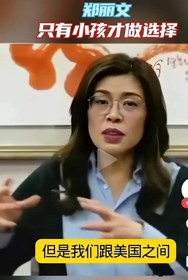 郑丽文，说“有人让我在中美之间做一个选择，我说，只有小孩才会做选择，我们为什么不