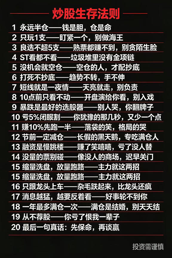 炒股二十大铁律，每天读一遍！