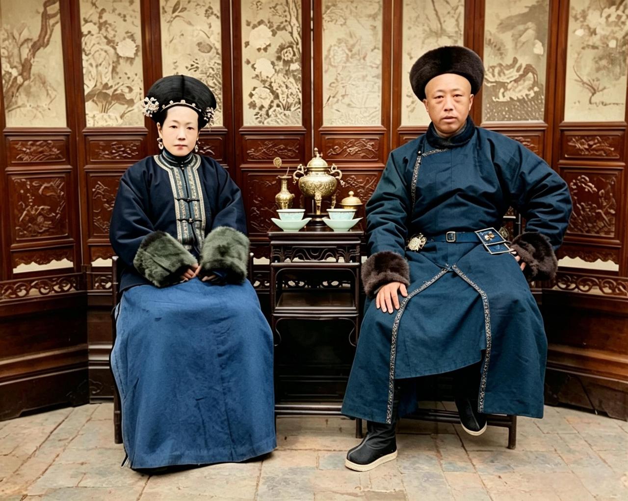 这是光绪皇帝的亲爹亲妈醇亲王奕譞与福晋叶赫那拉・婉贞。夫妻俩的感情在晚清王爷与福