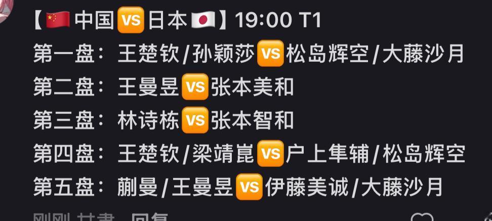 成都混团决赛中国队VS日本队孙颖莎/王楚钦混双王曼昱林诗栋单打12月7日
