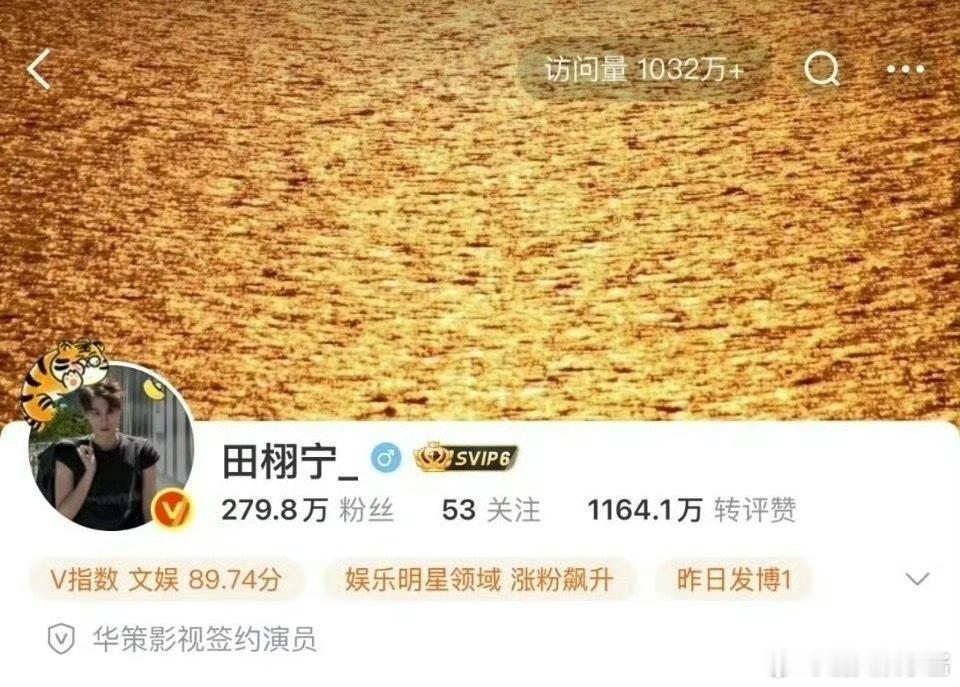 田栩宁主页访问量破1000w，断层第一，梓渝wb热度仅次于肖战，这么夸张的吗[哆