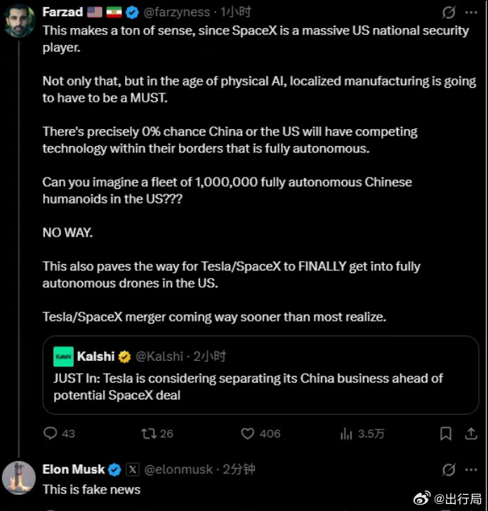 上午有个特斯拉考虑出售中国业务的新闻，马斯克已经辟谣是假消息了。中国是特斯拉最