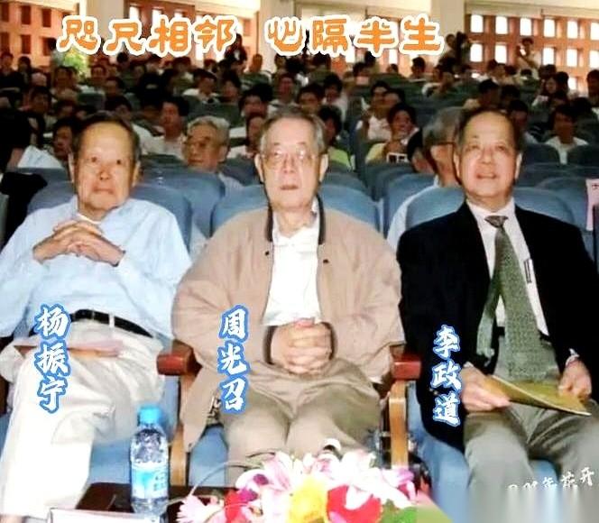 2008年，中科院物理所庆典，86岁的杨振宁和82岁的李政道，同台。台下几百双