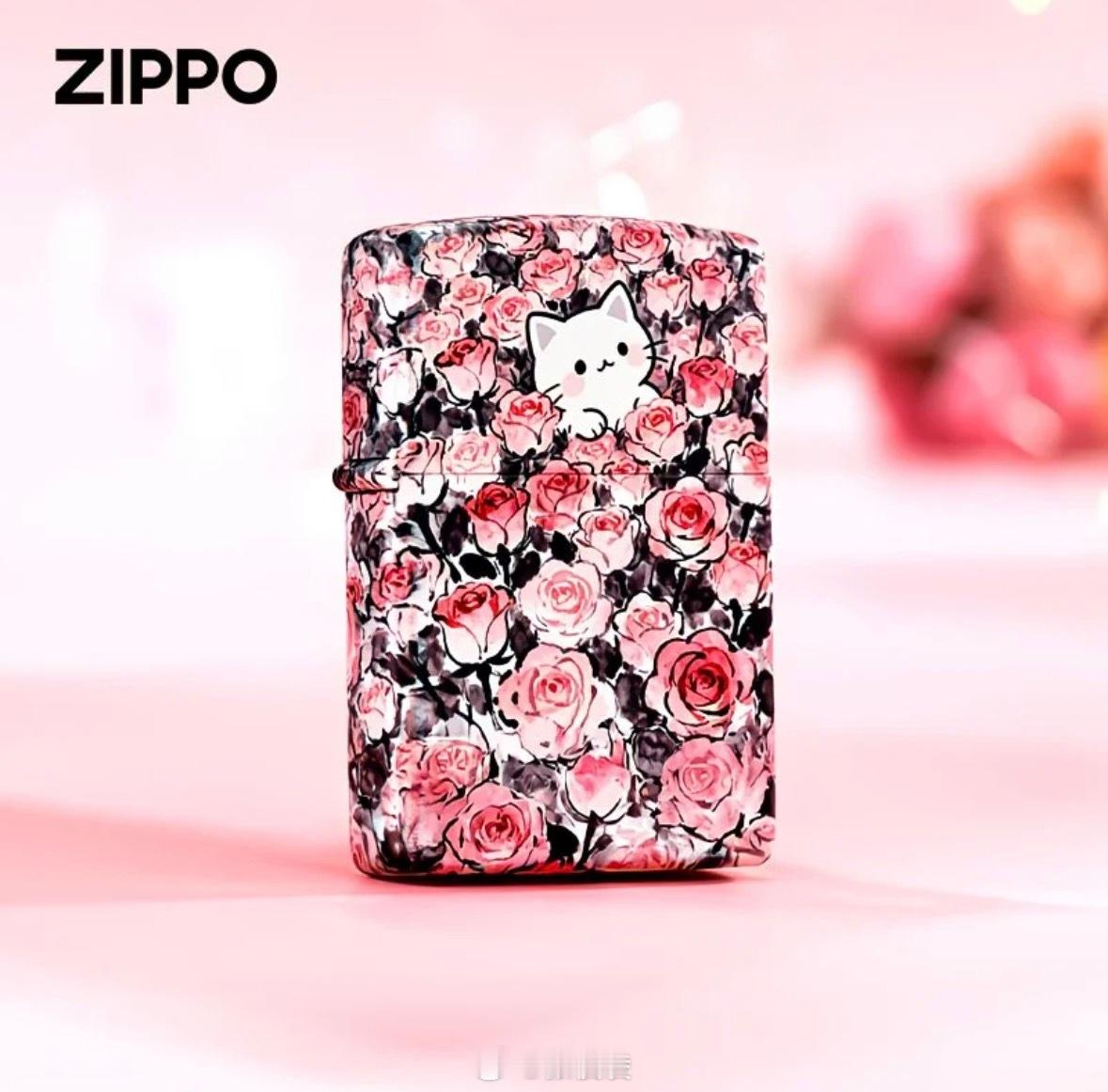 玫瑰+小猫咪，好特别的ZIPPO，可惜烟都戒了，不然高低不得买一个​​