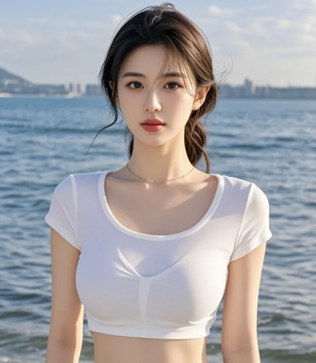 海风吹起她的长发，那一刻美得无法形容