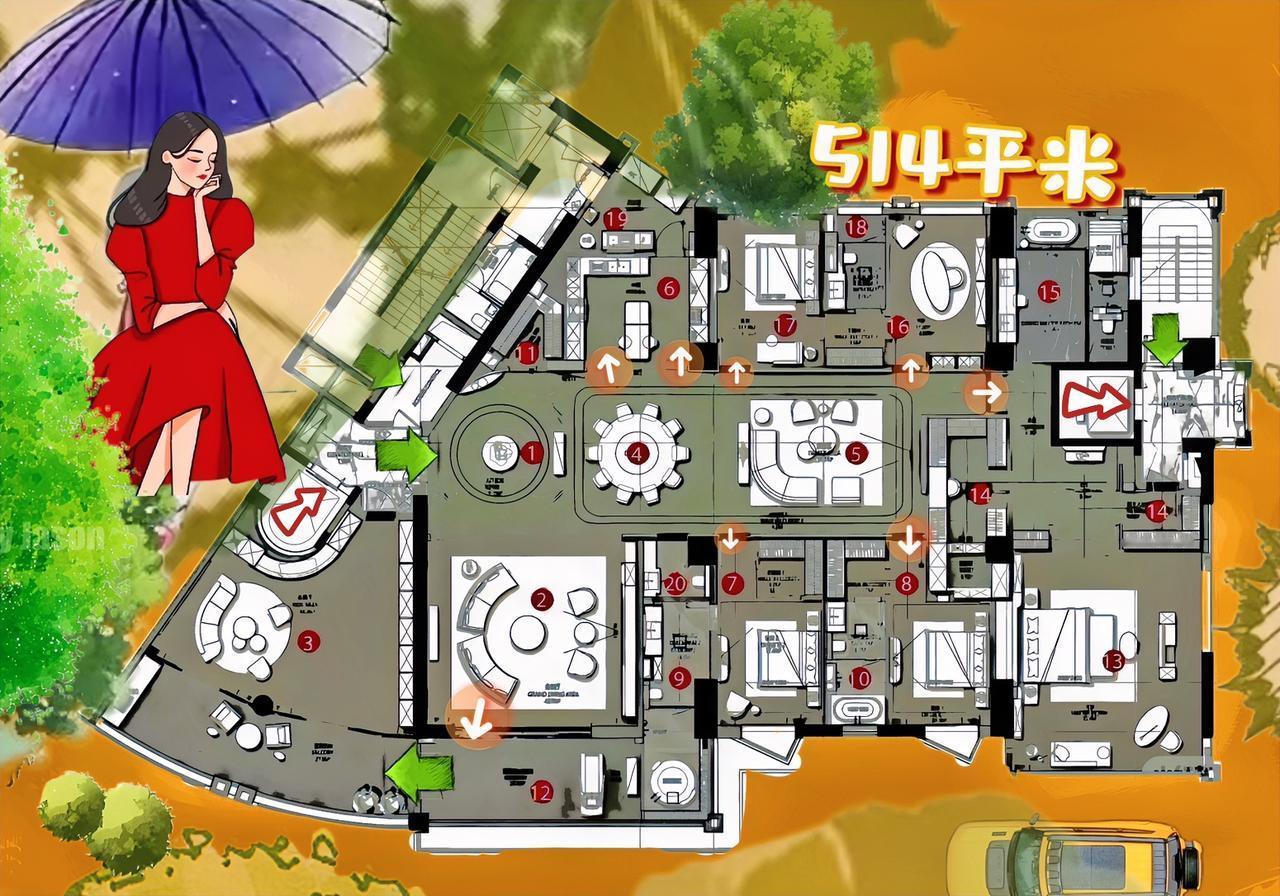 生活没有一纸蓝图，514㎡有一颗高级的灵魂，圆门厅第一、内横厅第二、双阳台第三，