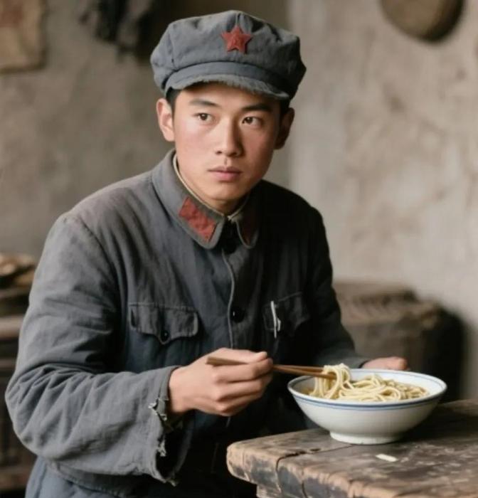 1937年，一老乡给西路军电台台长耿锡祥做了一碗面条。耿锡祥狼吞虎咽时无意中一