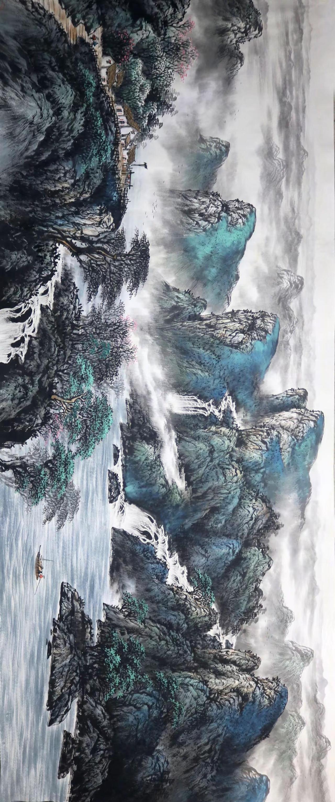 《云山春江揽胜图》。水墨山水创作者中心创作灵感谁说国画不热门山水写意国画