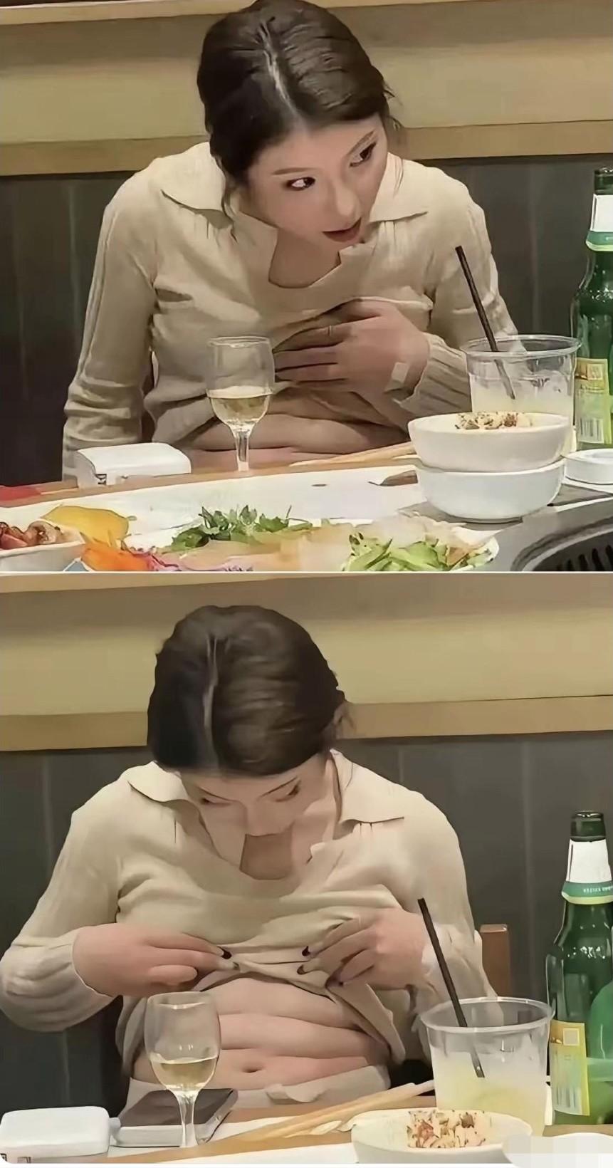 本以为她要秀六块腹肌，结果掀开衣服那一幕，把我笑得不行！昨天聚餐，女同事神神秘