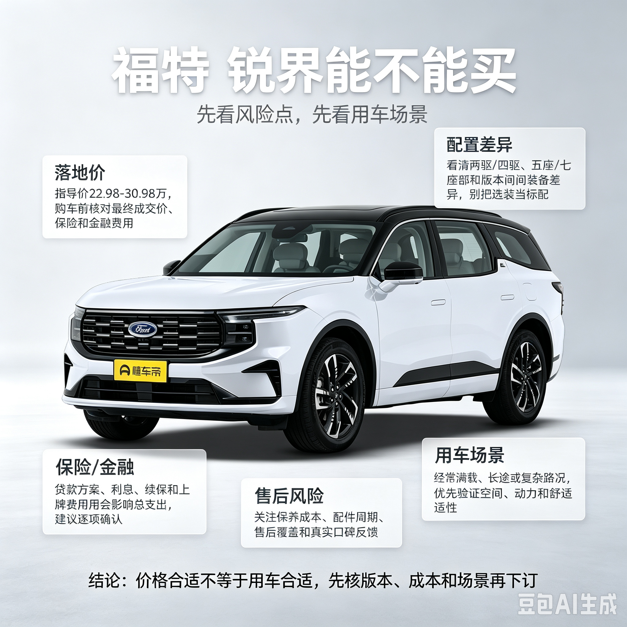 14不少家庭将福特锐界纳入选车清单，它指导价22.98‑30.98万元，不过买车不能只盯着指导价。要
