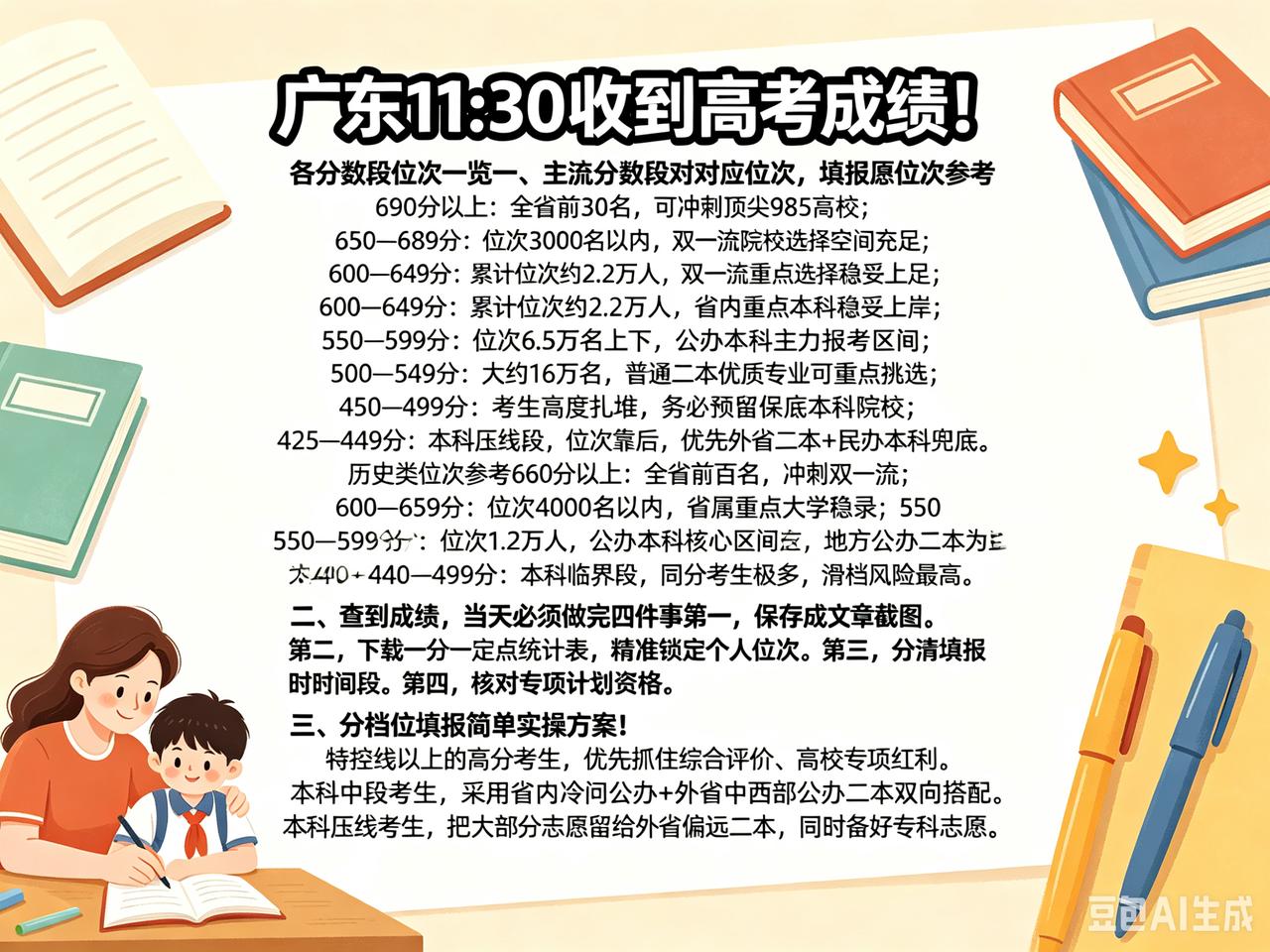 广东11:30收到高考成绩！各分数段位次一览6月24日上午11点30分，广