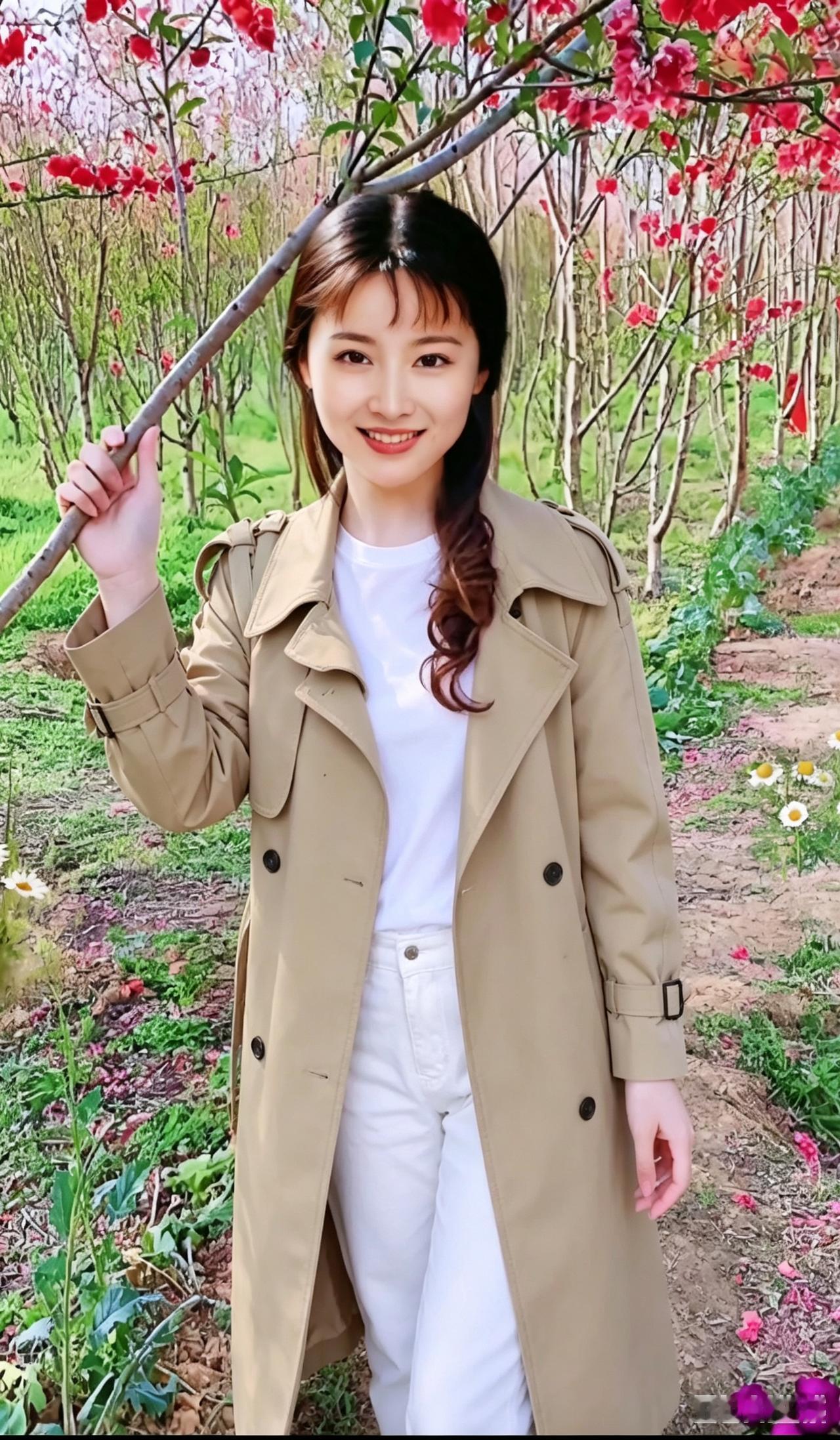 春风拂面笑，花影映人娇。