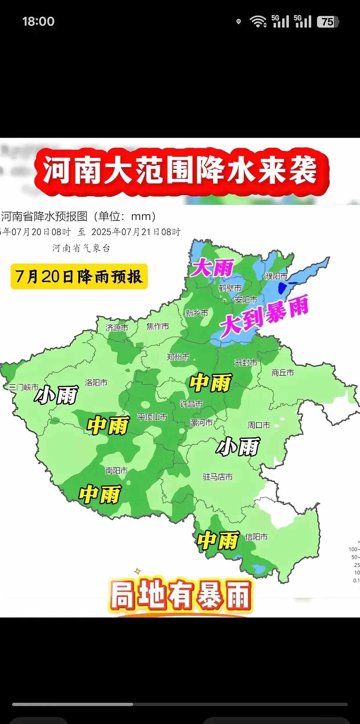 河南的天气预报熬，那叫一个真的没法说，天天嚷着这里暴雨转那里冰雹，大雨转中雨，中