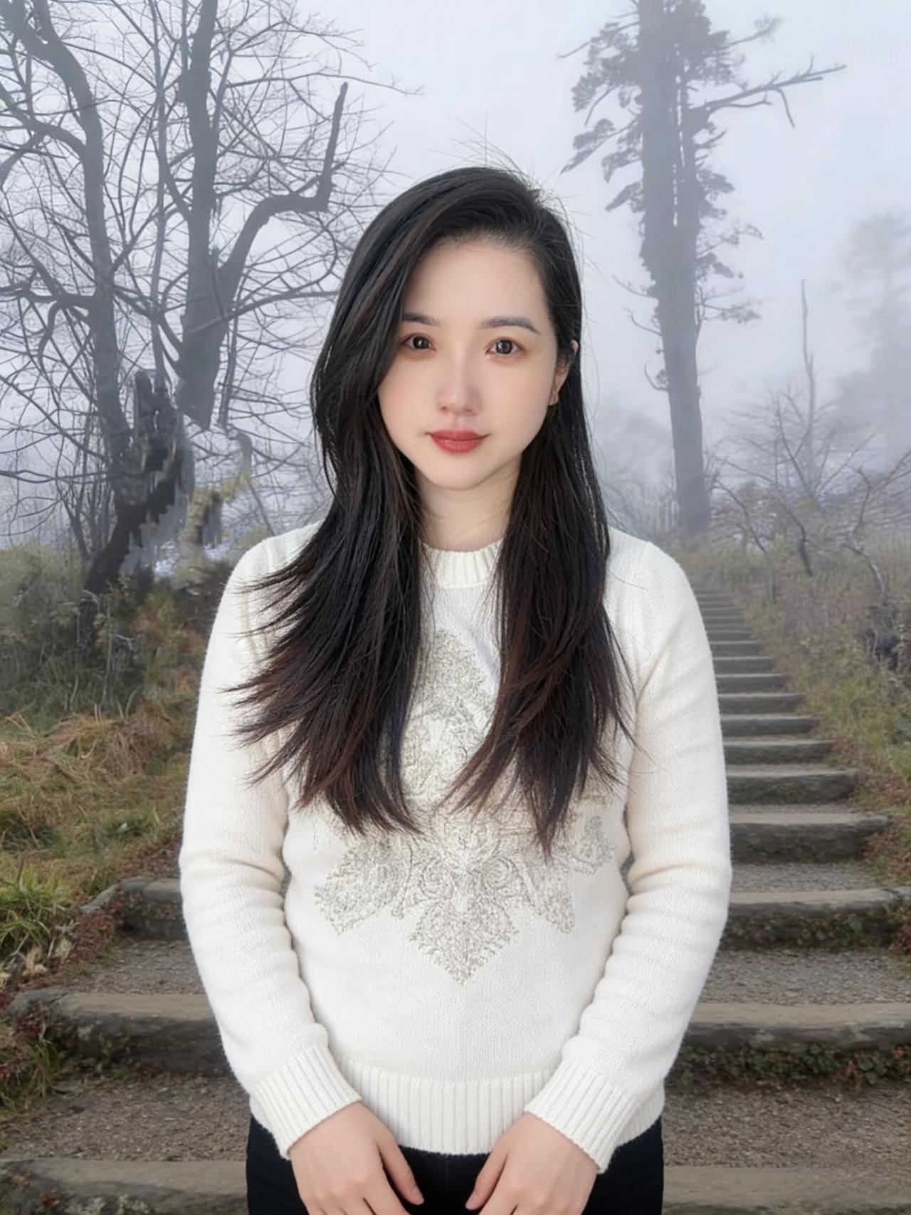 雾锁寒林静，阶前独倚身。素光融暮色，清绝胜阳春。