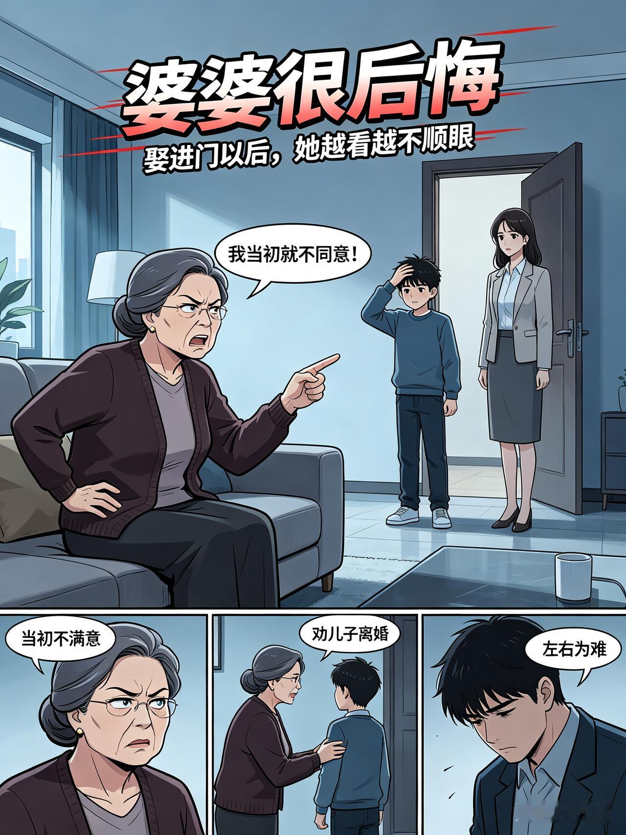 一个女子说，她这辈子最后悔的一件事，就是她儿子的婚事，她娶的儿媳妇要啥没啥，让她