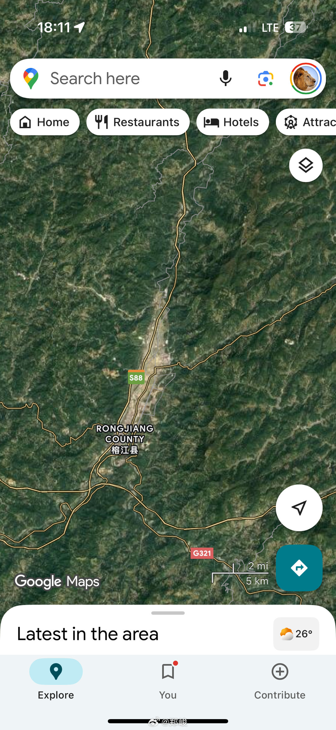 水灾县城榕江的地势。群山中的一个小山谷，水全灌到这里啊。​​​