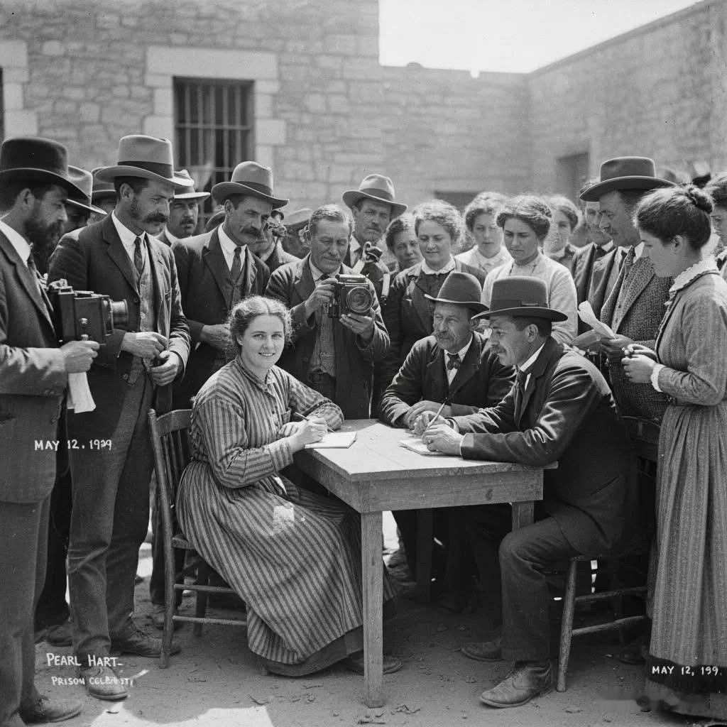 囚犯的明星地位，即使身陷囹圄，珀尔·哈特仍然是公众高度关注和臭名昭著的人物。