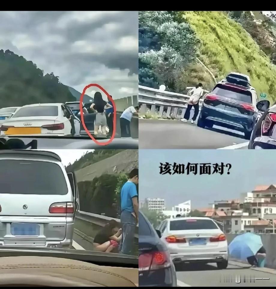 看，这就是我长假期间不去旅游的理由！一边是无处如厕；一边是挤在厕所里休息加