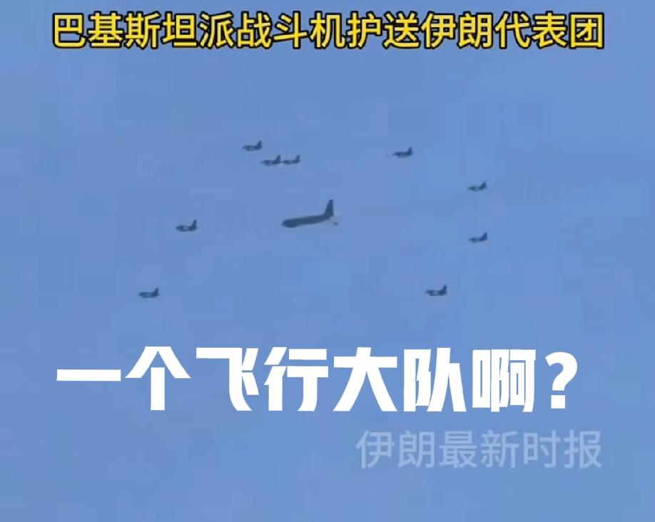 九架战机护航！巴铁真是实力派！知道的，以为是护航，不知道的还以为派一个大队出