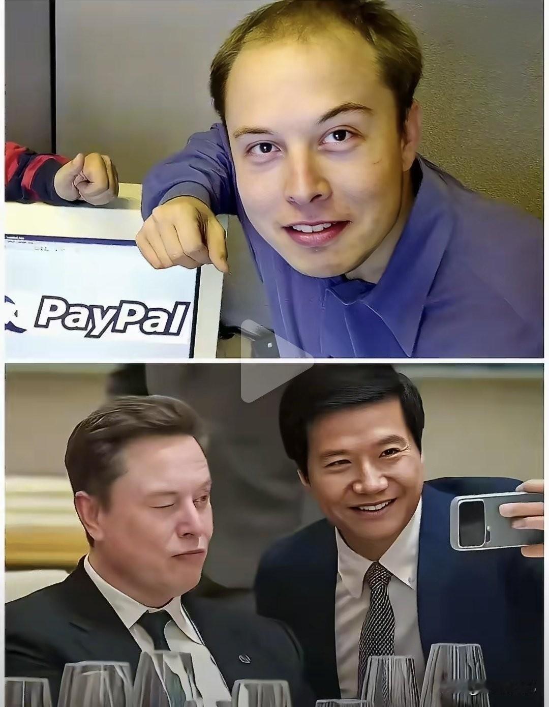 在马斯克年轻时期的旧照中，能明显看出他发际线大幅往后退却，额头愈发宽阔，头顶发丝