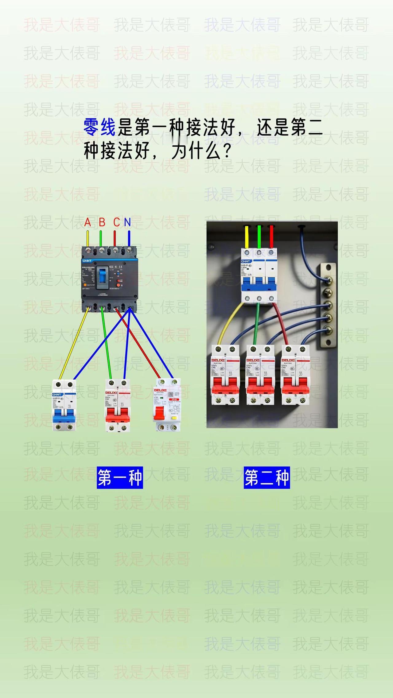 这两种接零线的方法，哪一种合理？为什么？电工知识零基础学电工电工教学电工接