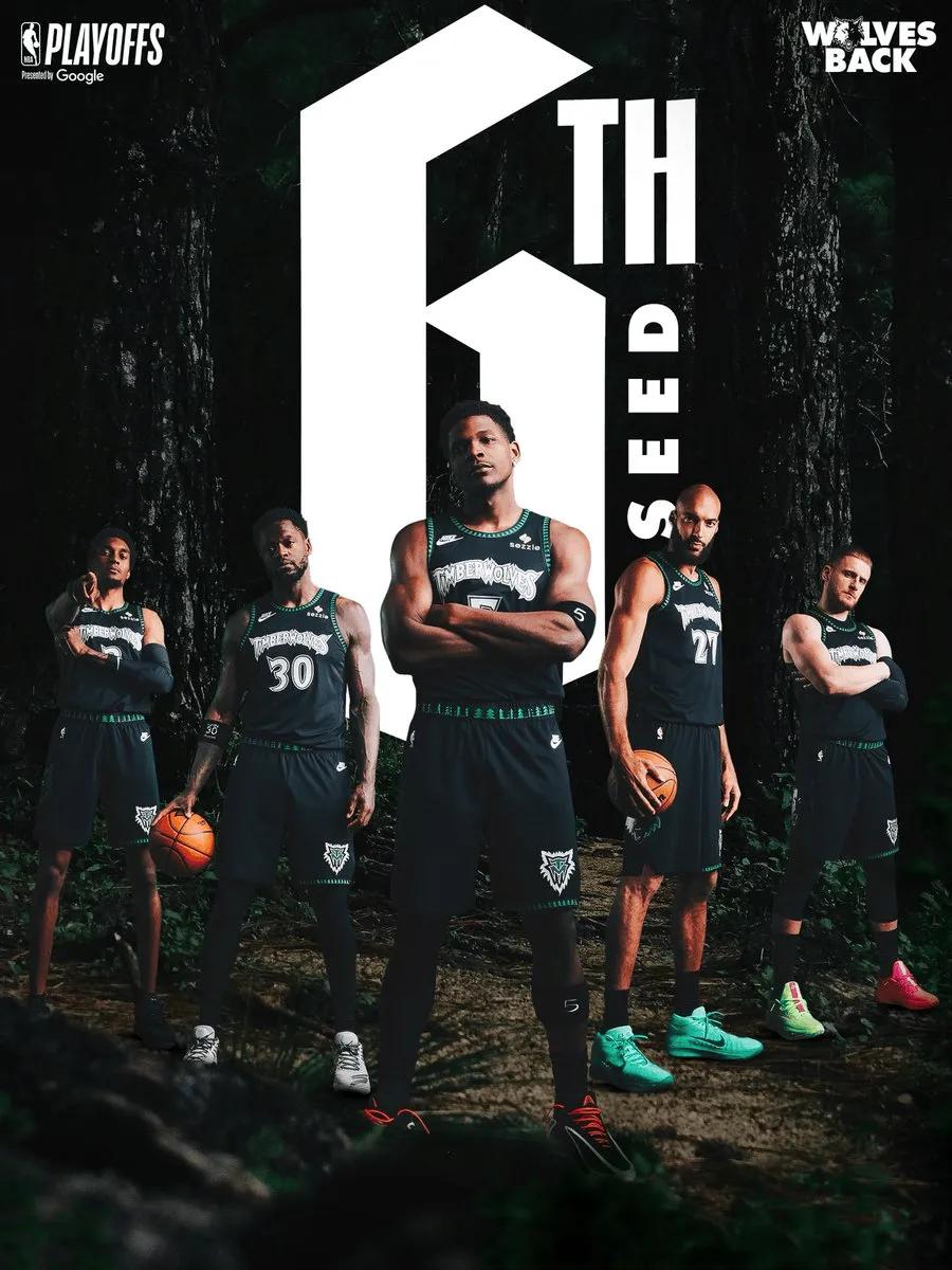 森林狼不会还以为湖人能回到第三的位置吧[捂脸哭]，今天输球后官方发图配文：锁定第六