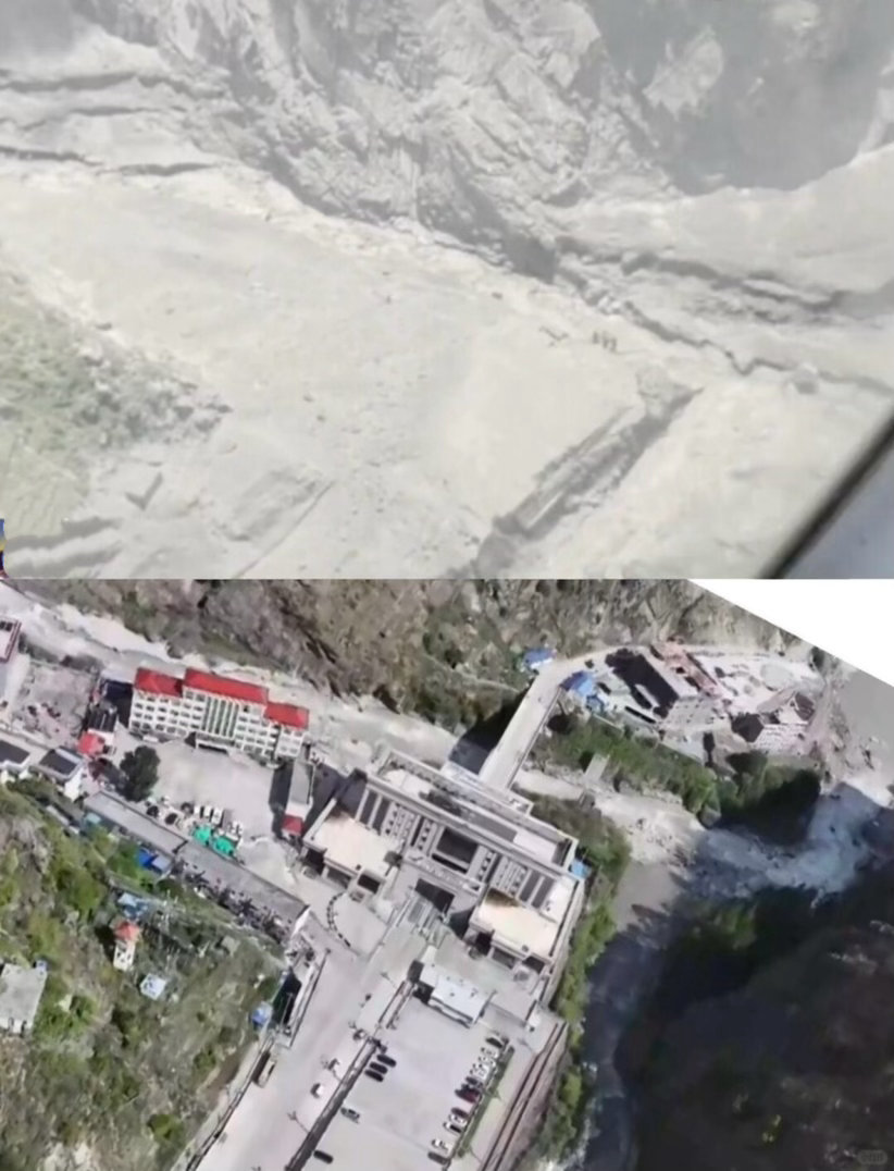 边境口岸建筑物全部消失天灾面前，人真的太渺小了，几秒钟根本没地方跑，根本跑不了[