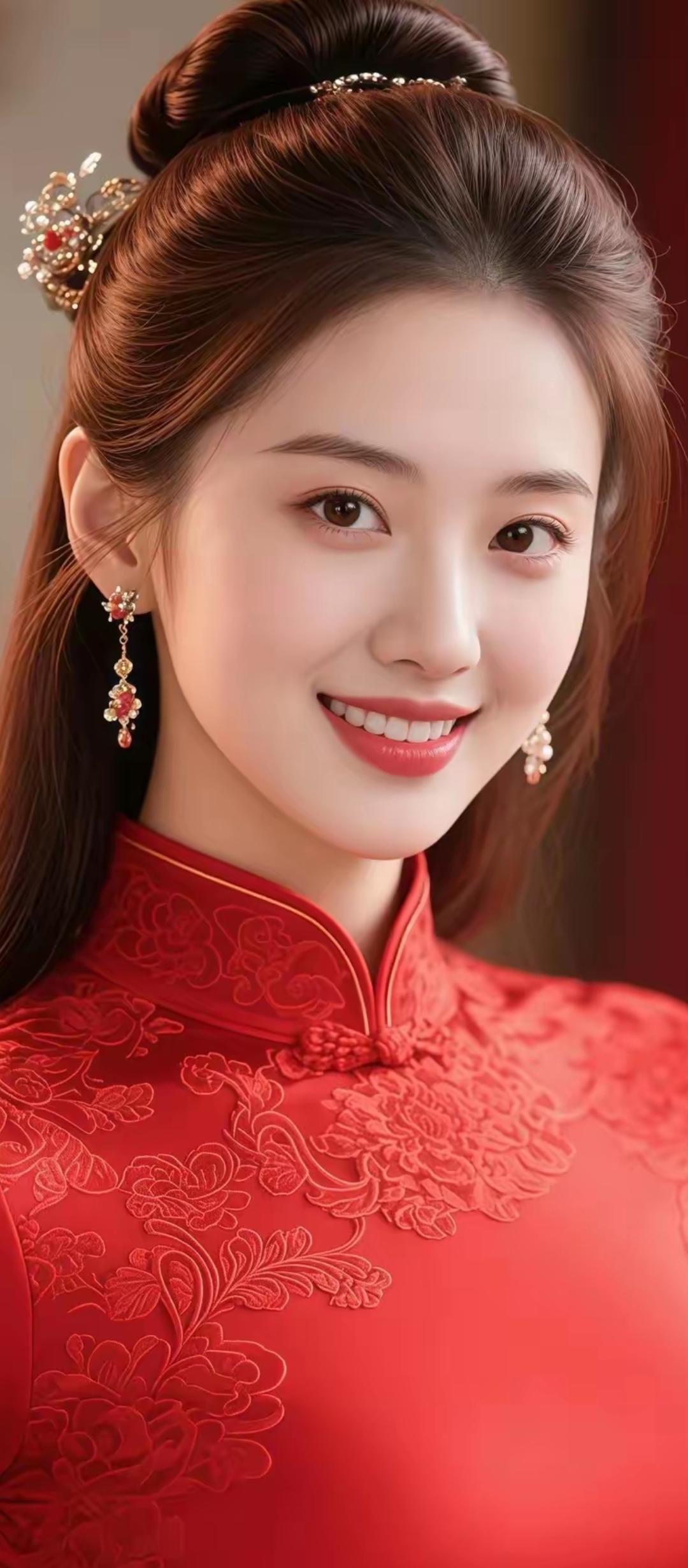 红衣美人，笑靥如花，古风韵味十足！🌸💃