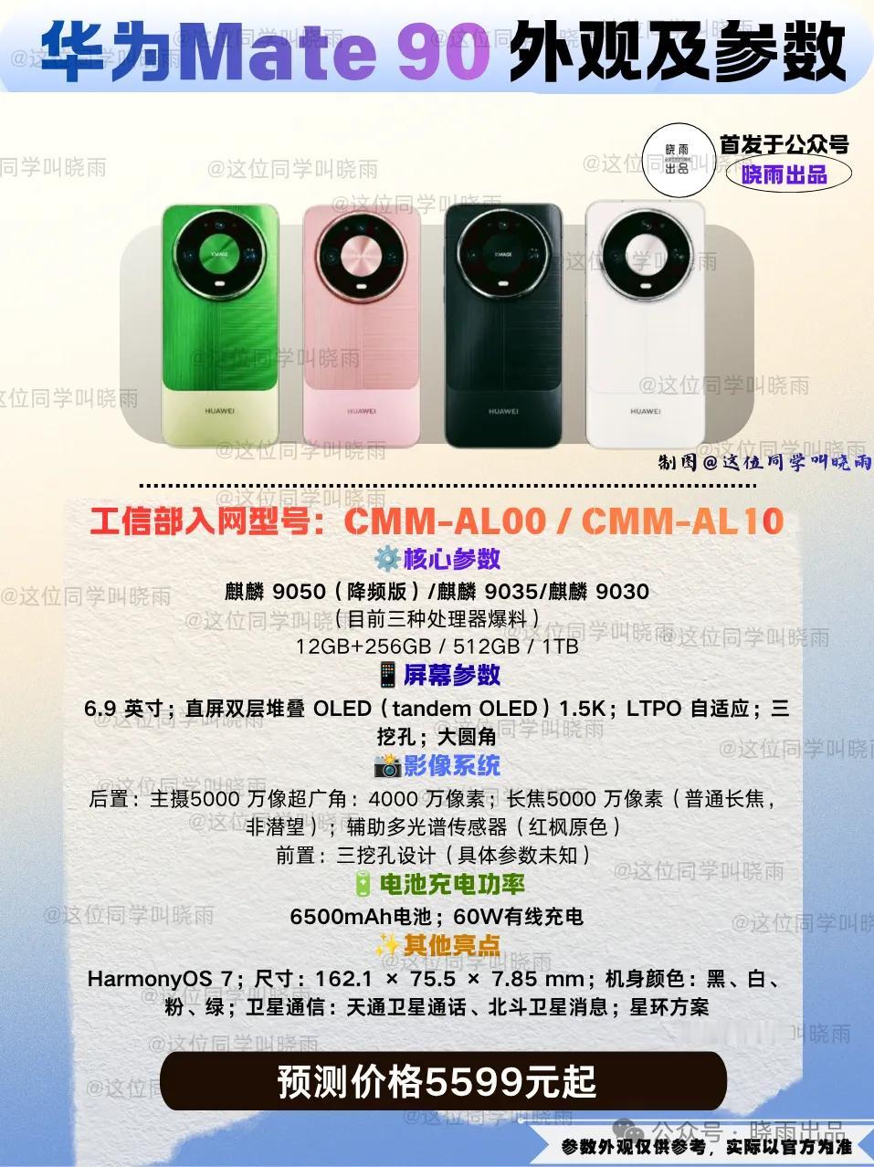 华为Mate90：全部配色曝光，处理器成迷！原本以为华为Mate90将会官