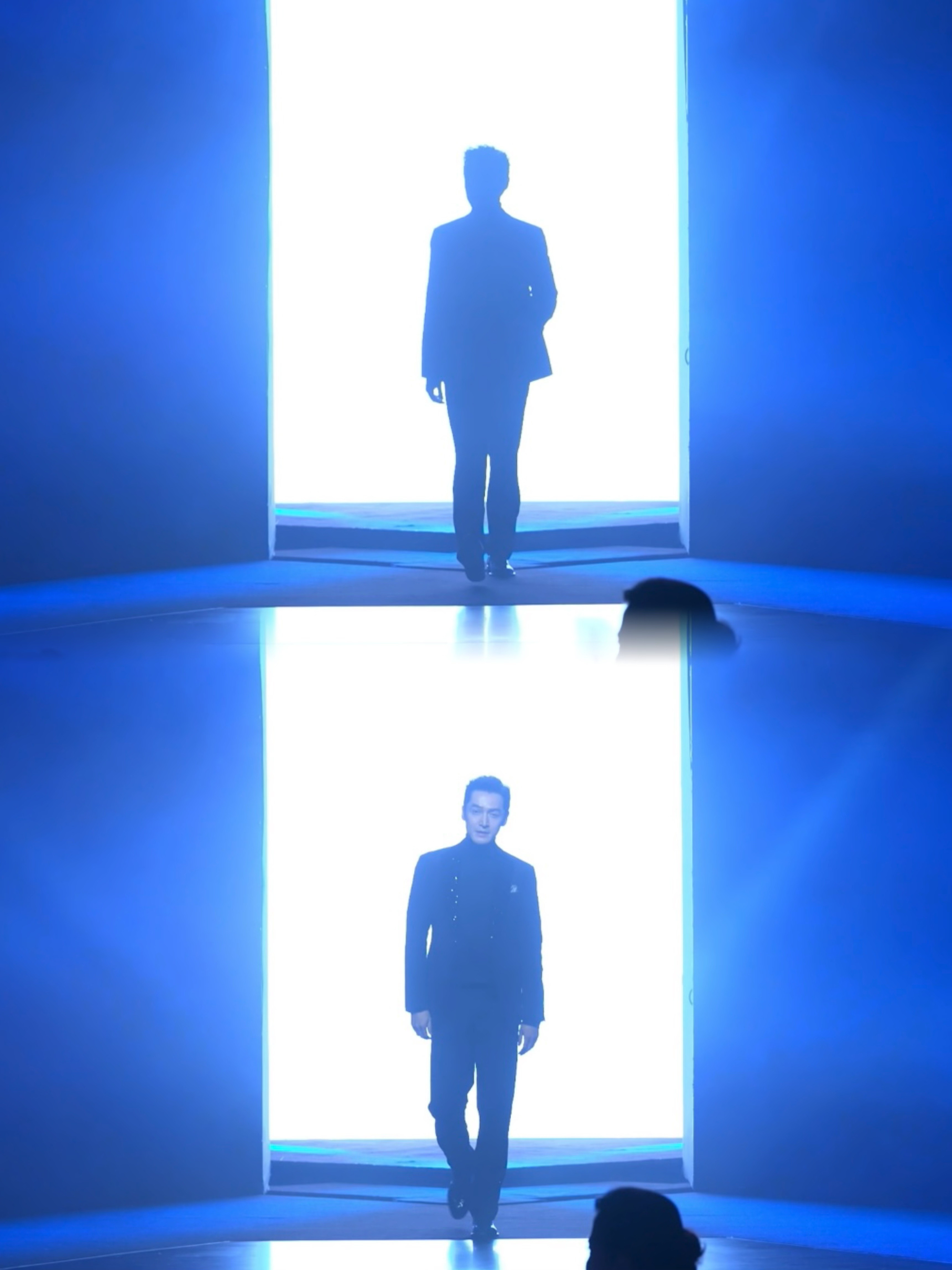 胡歌生图即神图活动现场的暖心一幕！胡歌身着黑色西装，为李佳琦颁奖时姿态谦和，双