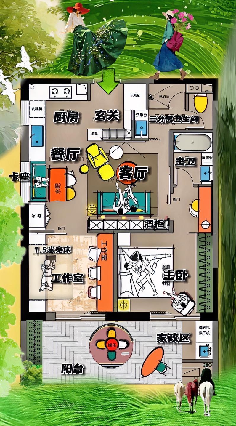 有价无市之房，62㎡布局真相，一通，二围合，三洄游，万种办法不如动线，去中心化布