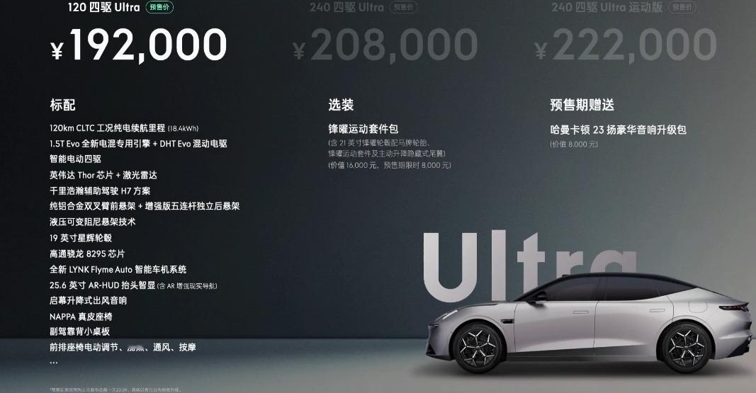 前双叉臂+后五连杆+液压可变悬架+四驱+激光雷达+Thor芯片还要加很多，都是全