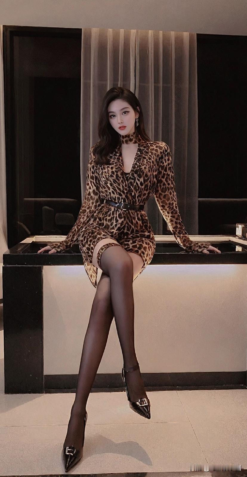 豹纹黑丝，诱惑十足黑丝高跟鞋穿搭如何穿出优雅熟龄风?