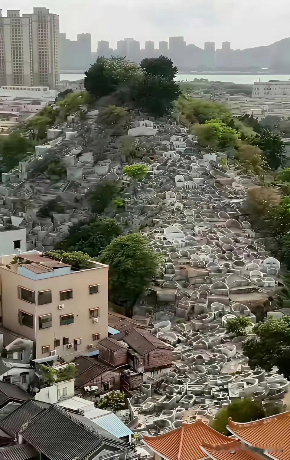 活着时住楼上，死了后住山上；其实都差不太多，因为都挺挤的…活着时需要“装孙子”