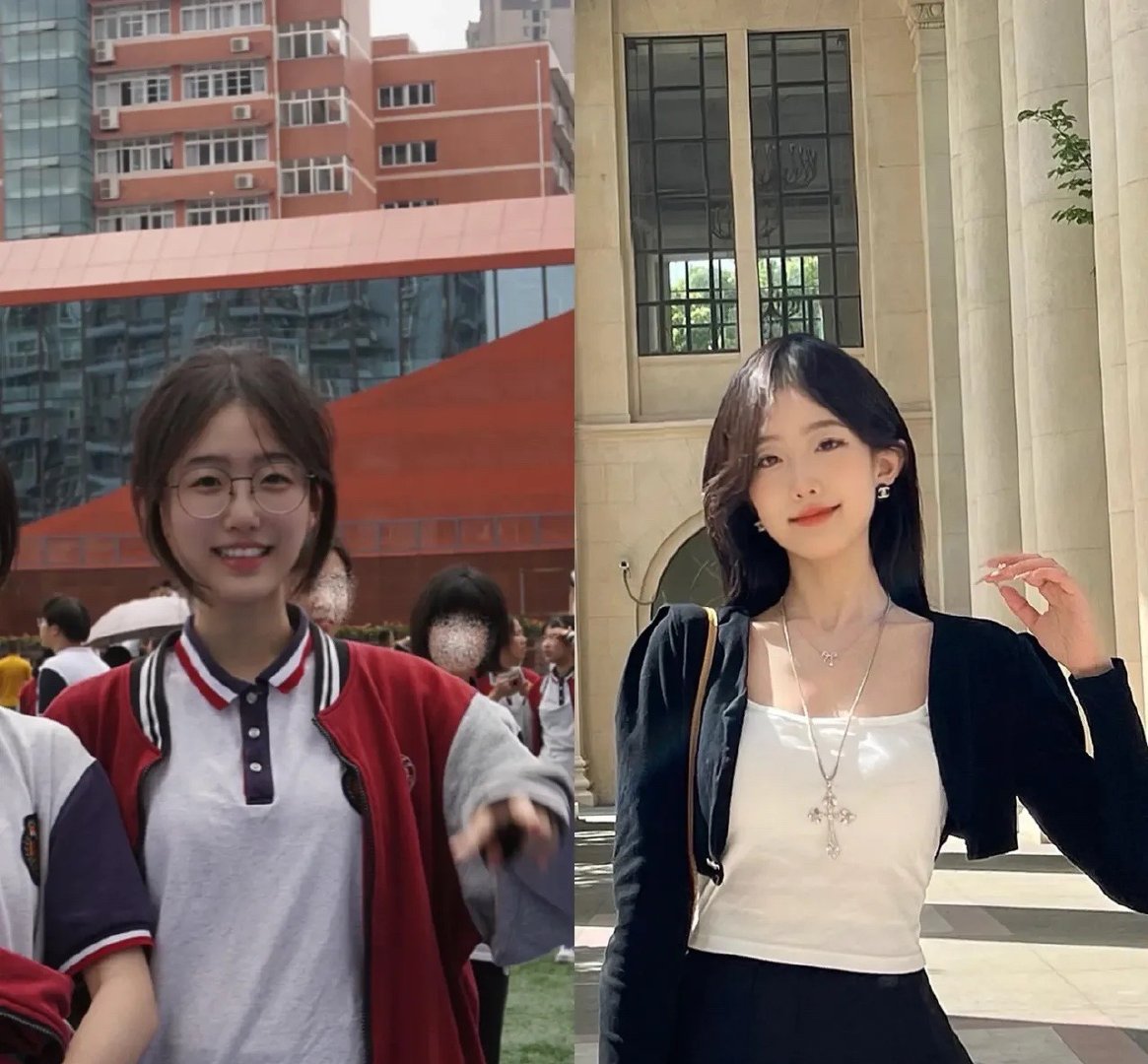 这位美女高中毕业和大学毕业前后对比，你们觉得最大变化是什么？​​​