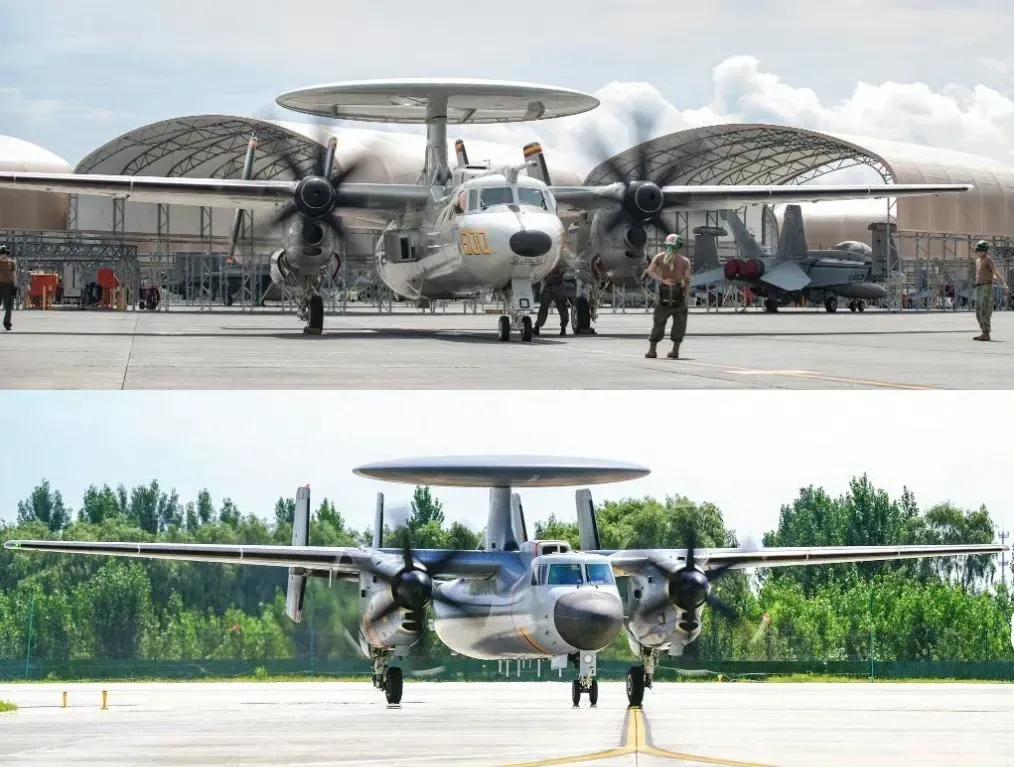 E-2D：你仿我的吧？老实交代！空警-600：我鼻子大。E-2D：你有什么能