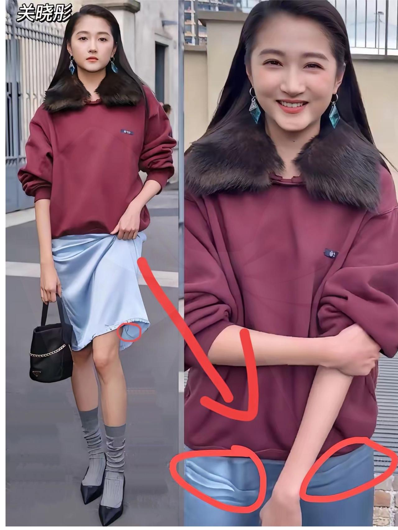 关晓彤在米兰穿的那套Prada（普拉达），真的把我惊到了，原来奢侈品衣服也会起皱
