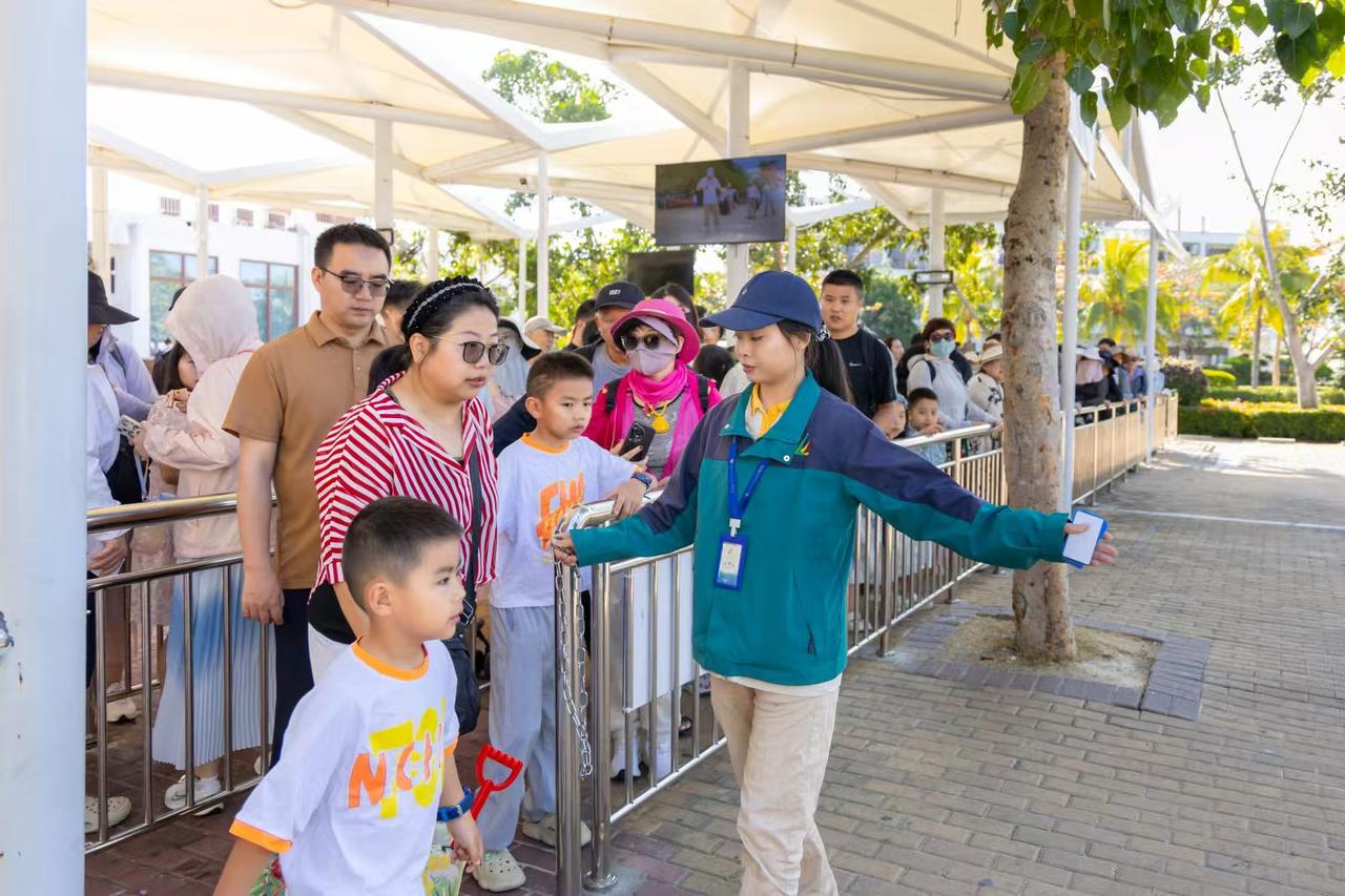 大年初四，我在西岛排队，等出了幸福感。下午三点，码头排队处人不少，但头顶有遮阳