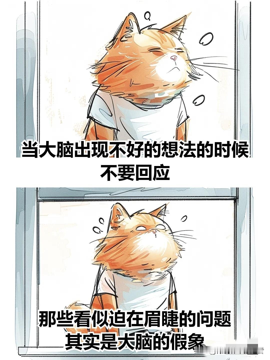 治愈漫画I千万不要直接回应你的大脑，就能避免焦虑和痛苦治愈系图漫画暖心治愈