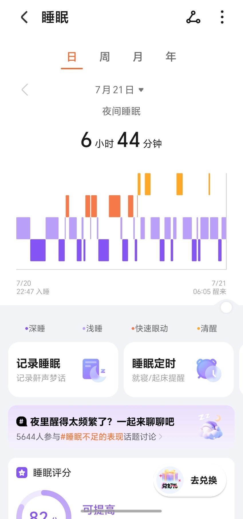 最近几天已经习惯性在23点之前入睡，继续坚持！不过昨晚睡眠时间有点短，应该睡够7