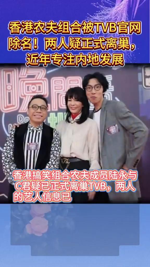 香港农夫组合被TVB官网除名！两人疑正式离巢，近年专注内地发展。香港搞笑组合农