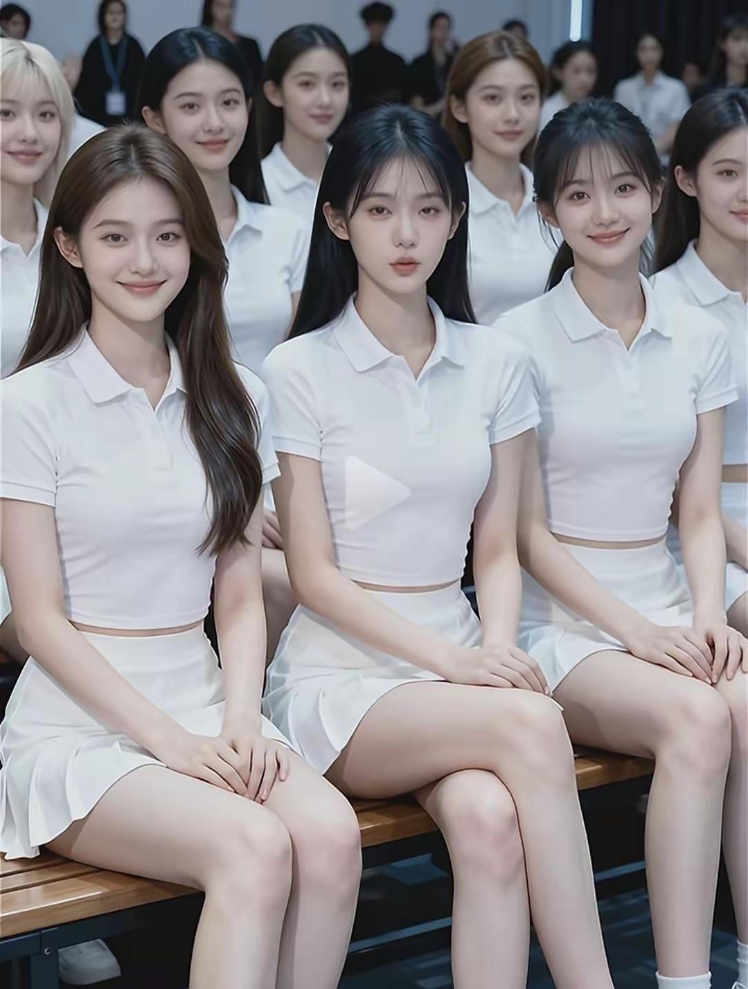 青春洋溢的校园生活，白衣少女坐在一起，微笑如阳光般温暖。🌞👩‍🦰