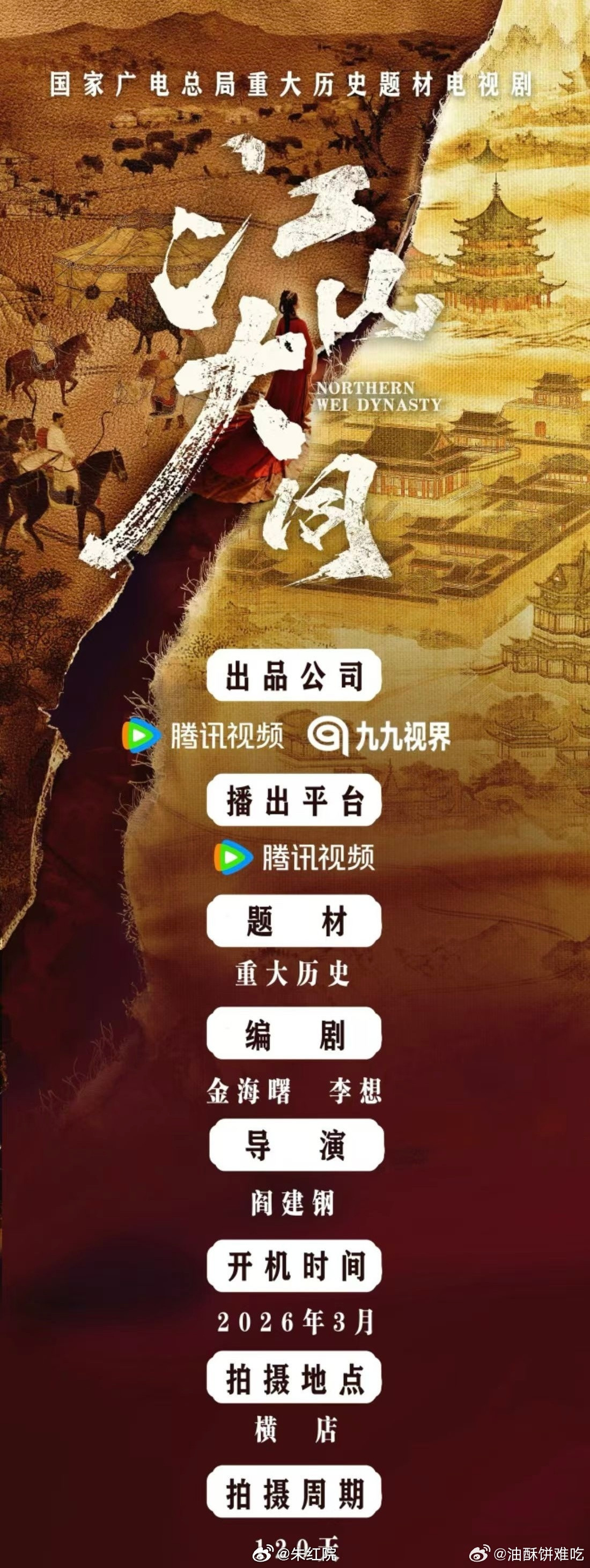 演员阵容应该没跑了吧，和之前的爆料也对得上，江山大同杨幂、刘学义、胡军、刘奕君