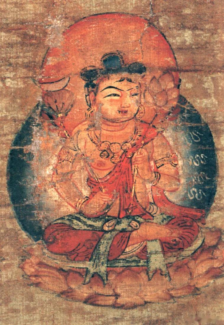 佛教东寺胎藏界曼荼罗月光菩萨像月光菩萨形象常见为身呈白色，左手握拳安于