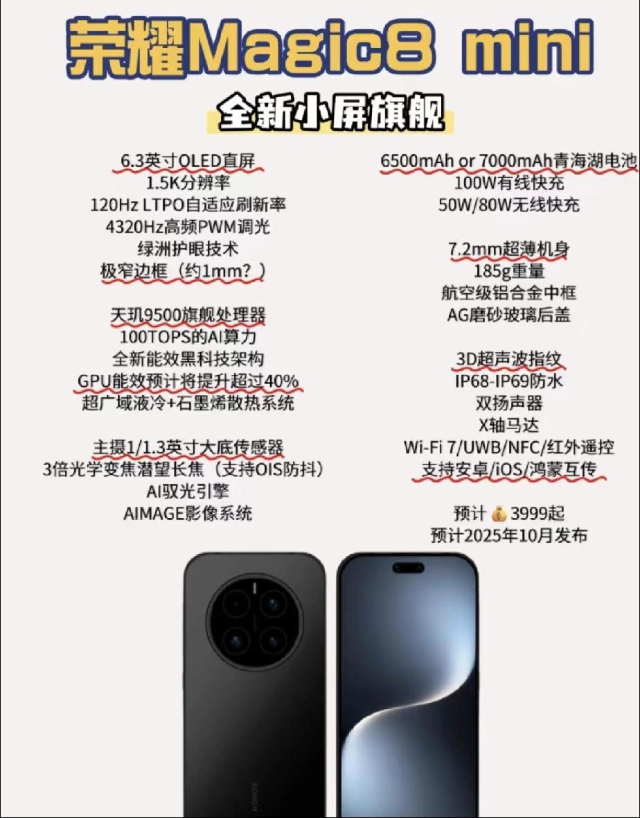 果然！荣耀出手即王炸，小屏旗舰Magic8mini显然是有备而来，作为自家首款