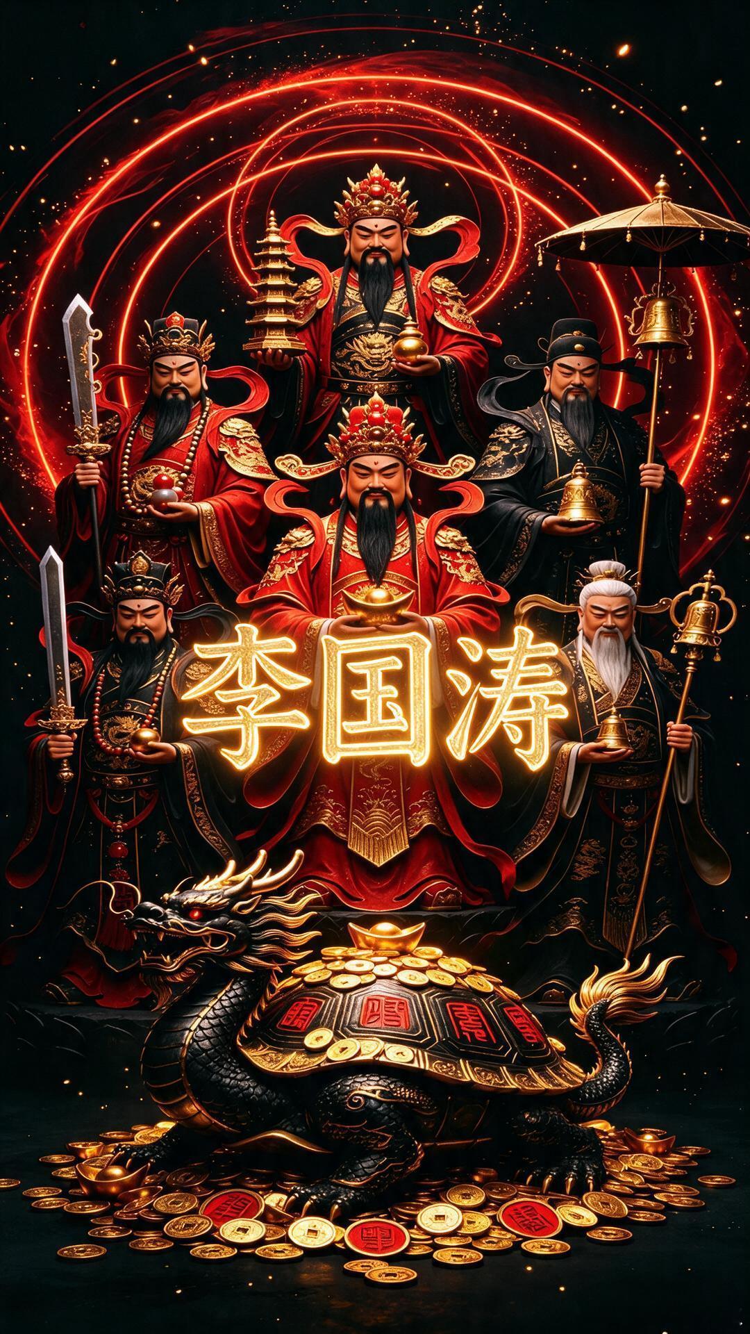 五路财神催财符！高清，手机屏保加名，50元​​​​