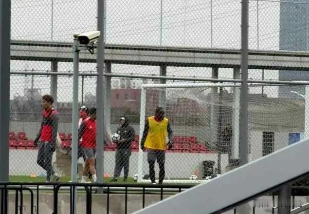 有球迷在上海海港训练基地拍到一名黑人球员。这名黑人球员虽然身高不高但是身体很壮