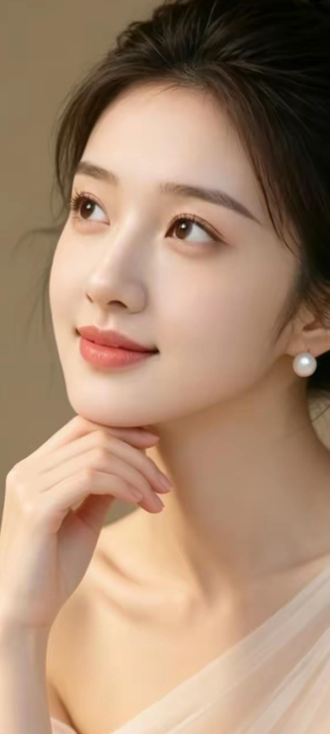 温柔甜美的侧颜，珍珠耳环点缀，气质满分！💖✨