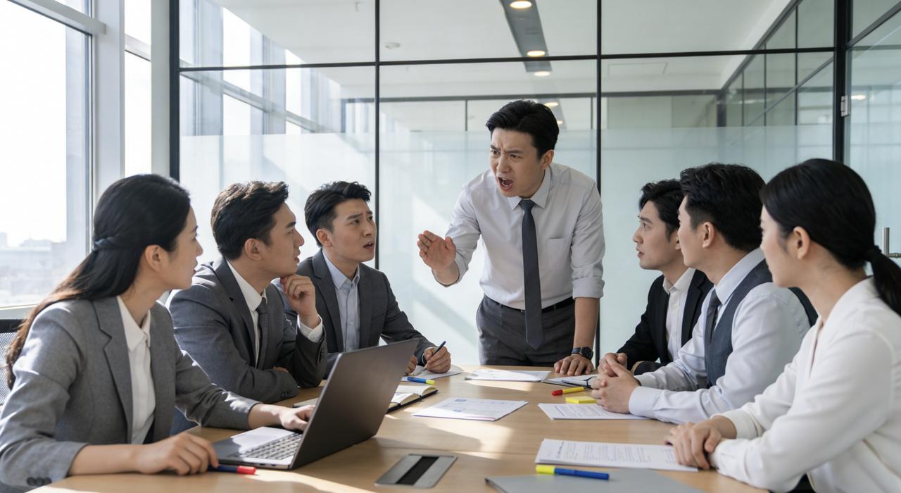 部门开会讨论一个方案，争执不下。实习生举手，怯生生地说：“我刚来，不太懂……但